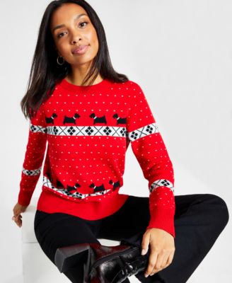 Charter Club Women's Walking Scottie Family Holiday Sweater, Created for Macy's - Macy's